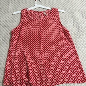 Tacera Red and White Geometric Tank Top